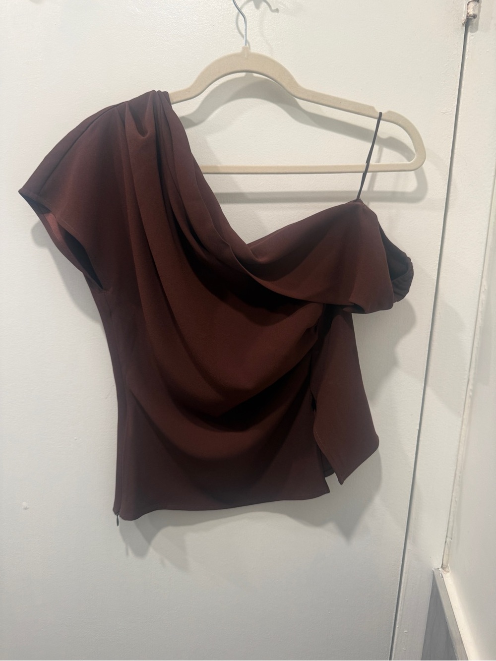 Asymmetric One-Shoulder Camisole in Deep Brown